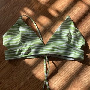 Green Zebra Print Swim Top